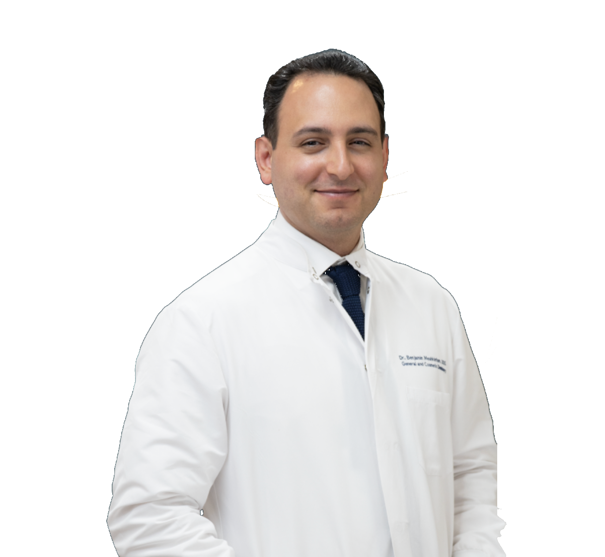 Dr. Ben Meshkinfam in a white coat