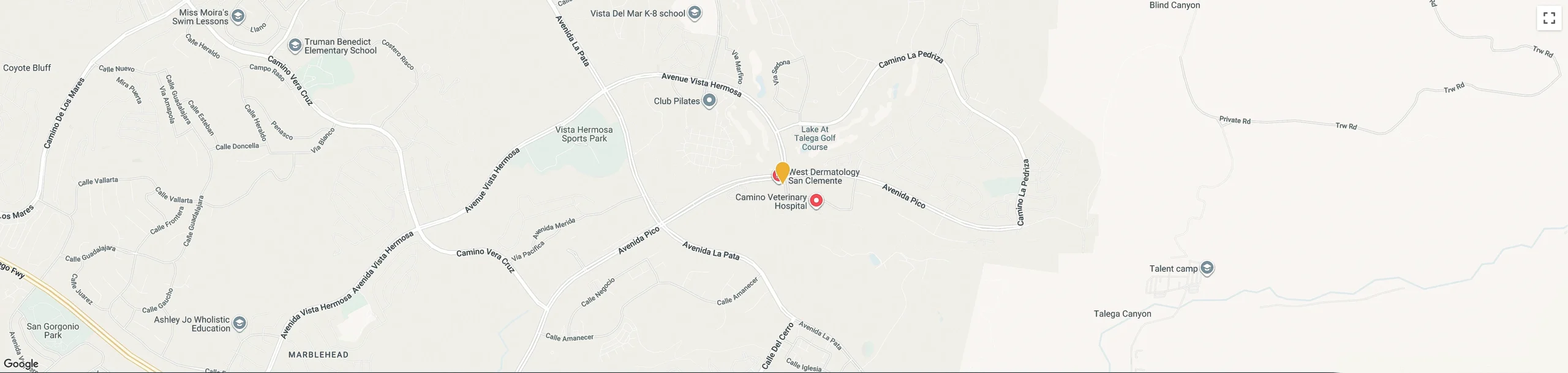 Map showing Talega Dental Group at 1151 Puerta Del Sol A, San Clemente, CA 92673